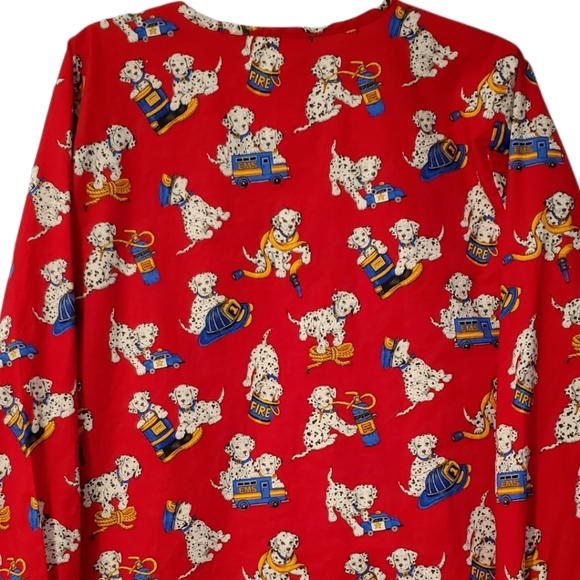 Cherokee Inspired Comfort Fire Dept Dalmation Dog Scrub Top - Picture 7 of 14